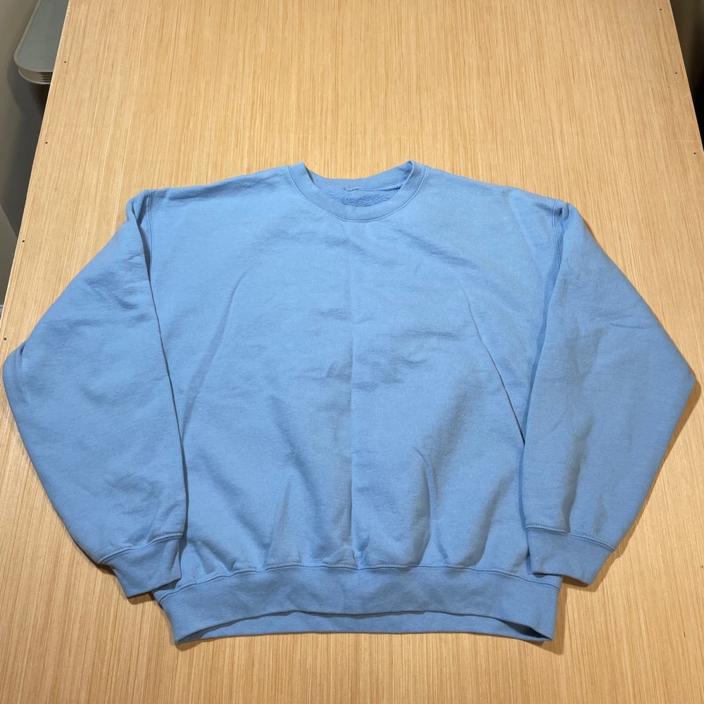Unbranded Crewneck Sweatshirt Mens Light Blue Solid Long Sleeve Pullover